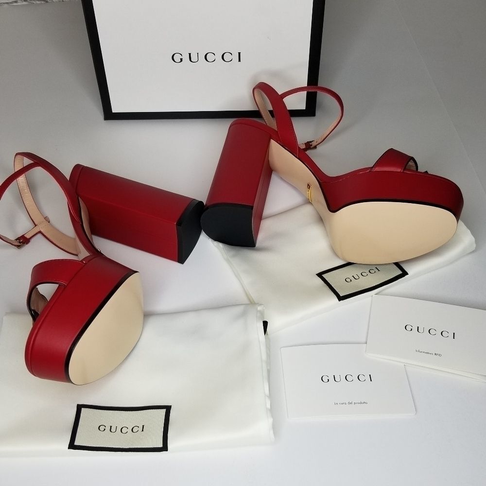 Gucci Blood Red GG Heel Shoes - Picture 7 of 12
